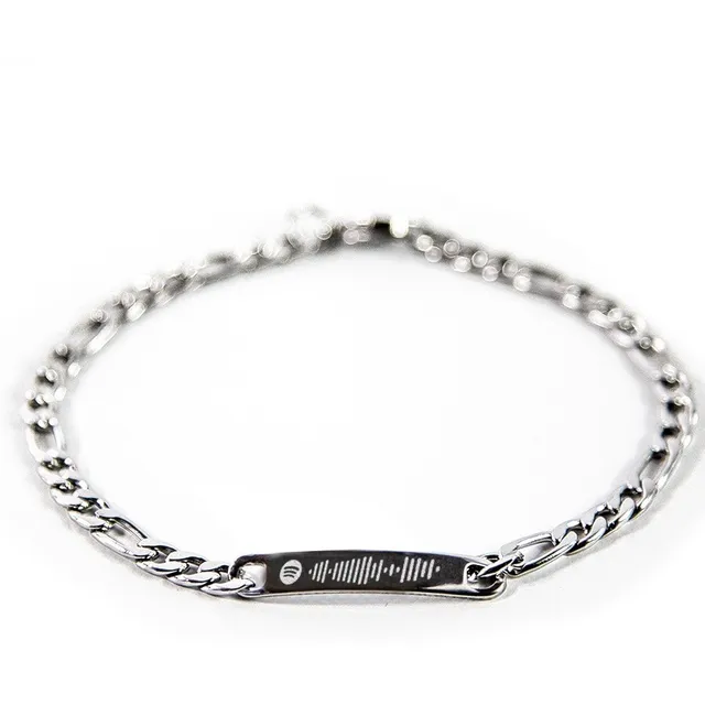 Pulsera Codigo Spotify Grabada En Acero Quirúrgico 