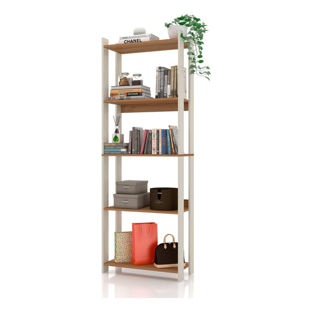 Estante Livreiro Armario Multiuso Organizador Estilo Industrial 5 Prateleiras Off White/na... Estante Livreiro Armario Multiuso Organizador Estilo Industrial 5 Prateleiras Off White/na...