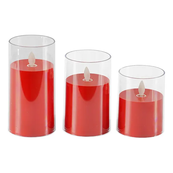 Vela De Pilar Led Con Forma De Mecha Roja Sin Llama, Aliment