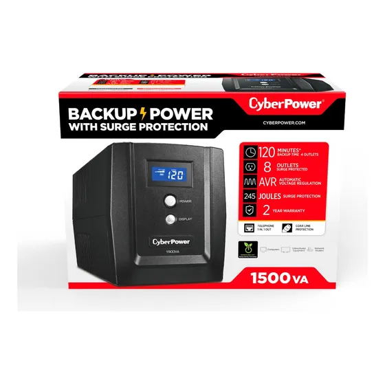 Ups Cyberpower 1500va/900w Regulador De Voltaje,8 Contactos Negro