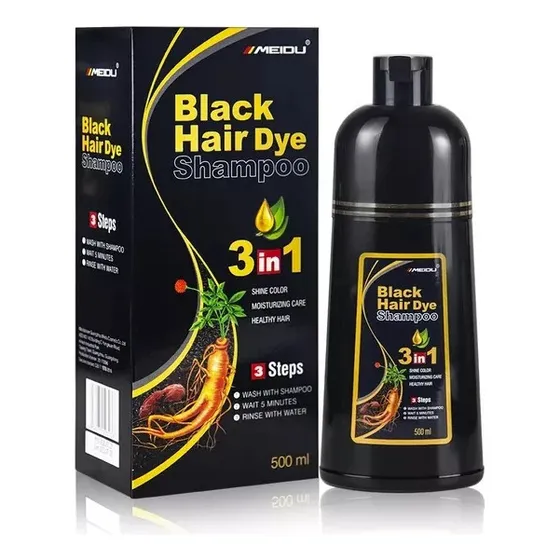 Shampoo Tinte Para Cabello Negro 500 Ml Meidu 3 En 1