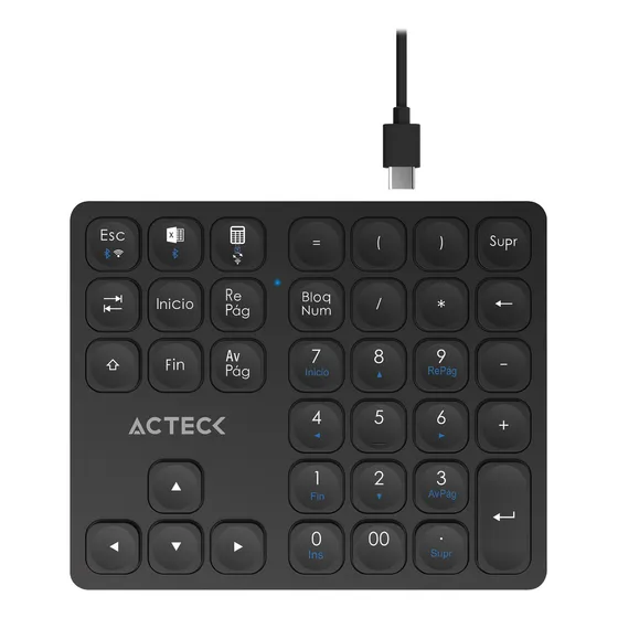 Teclado Numerico Acteck Inalámbrico Multidispositivo Tn480 Teclado Negro Idioma Español Latinoamérica