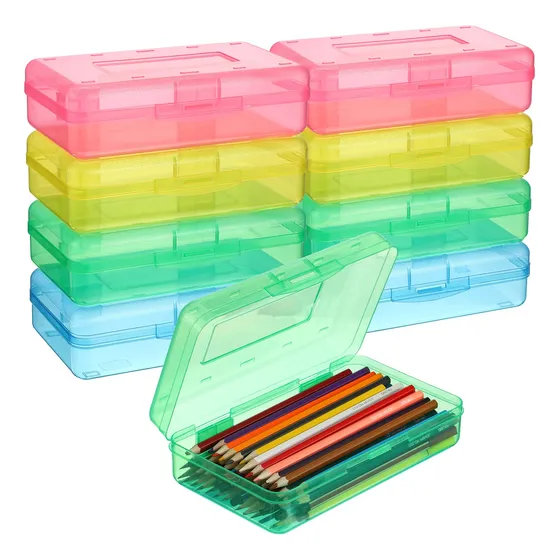 Caja Lapiz Plastico Gran Capacidad Para Niño Transparente 4