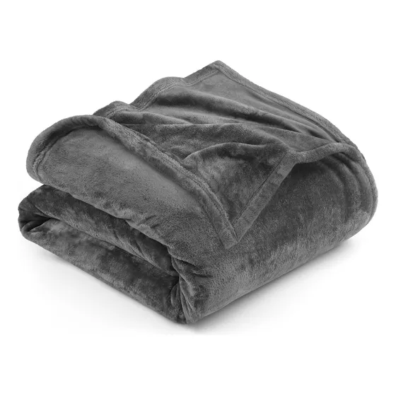 Manta De Microfibra Suave Antistática Gris Twin Xl 229x193 C