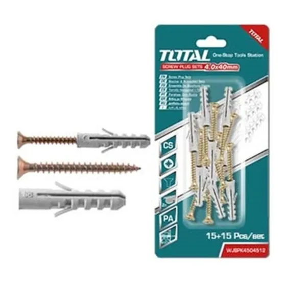 Juego De 15 Tornillos T4.0x40mm Y Taco 6x30mm (3 Und)
