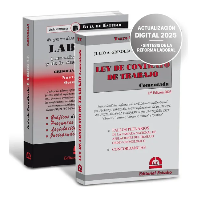 Promo 20 Guia De Laboral + Lct Comentada Grisolia.