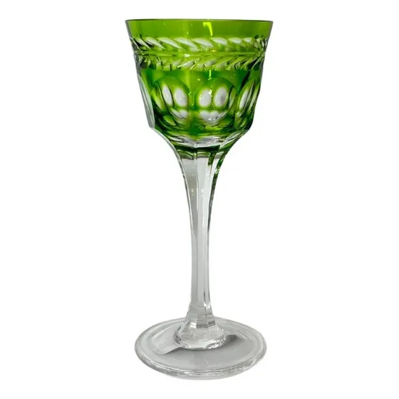 Taça De Cristal Mozart Para Licor Verde Claro Lapidado 17