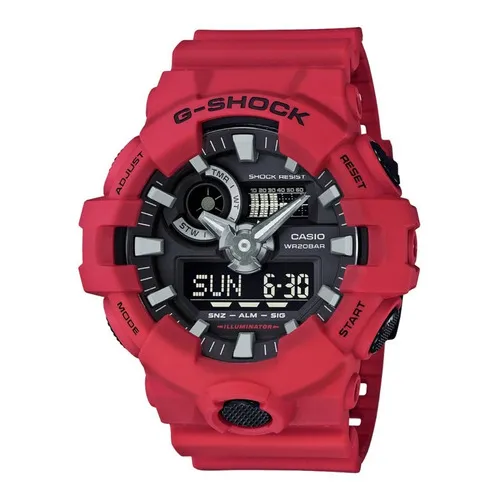 Reloj Hombre Casio G-shock Ga-700-4adr Color de Correa Rojo Color de Fondo Negro