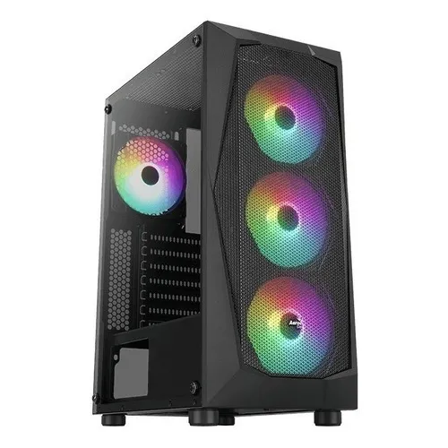 Gabinete Aerocool Falcon Mid Tower Gamer con 4 coolers color negro ATX