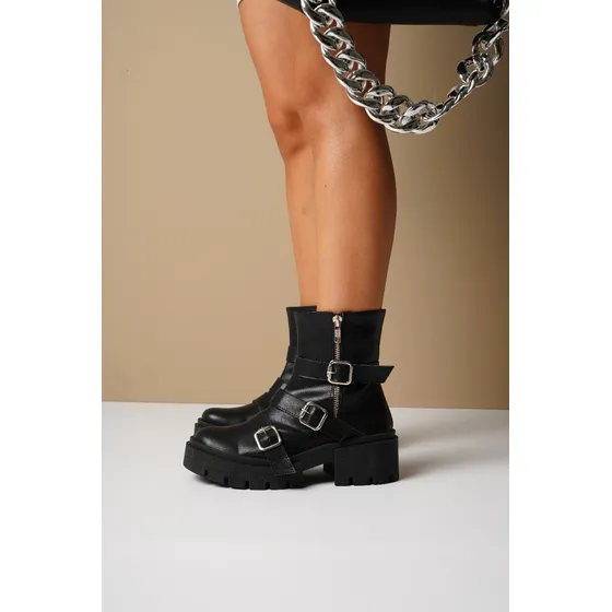 Bota Borcego Mujer Moda Cierre Hebillas Becca Greta Full
