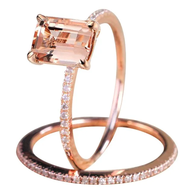 Anillo Decompromiso Oro Rosa Brillante Lujoso Un Circonio