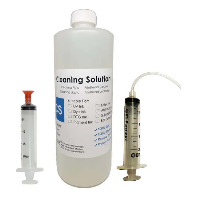 Limpia Cabezal Cs Medio Plotter Pigmento Sublimacion Dtf Uv 4. Liquido Y Jeringas Con Ventosa Y Manguera
