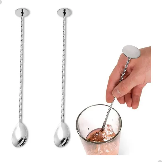 2 Colher Bailarina Aço Inox Drinks Coquetel Jarra Suco Bar