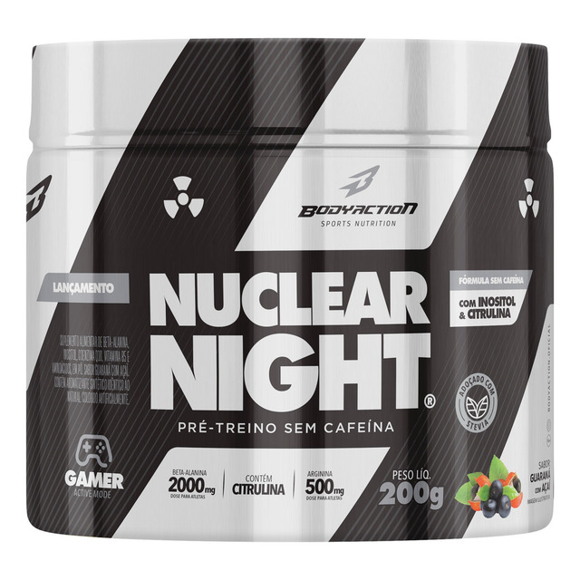 Pré Treino Noturno Sem Cafeína Nuclear Night 200g Bodyaction Sabor Guaraná Com Açaí Pré Treino Noturno Sem Cafeína Nuclear Night 200g Bodyaction Sabor Guaraná Com Açaí