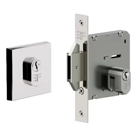 Fechadura Externa 3F Porta Correr Cromada com Chaves e Maçaneta