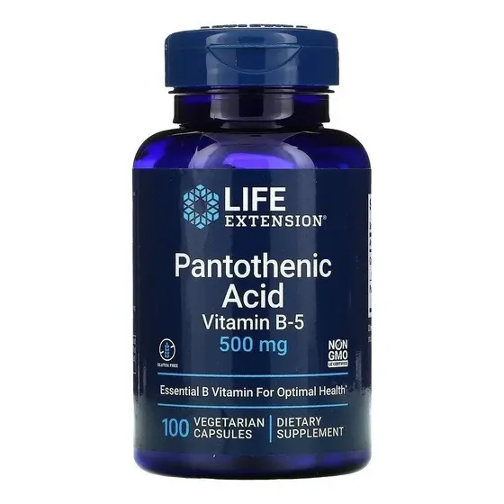 Ácido Pantoténico B5 500 Mg - 100 Cápsulas - Life Extension Neutro - 10/2023