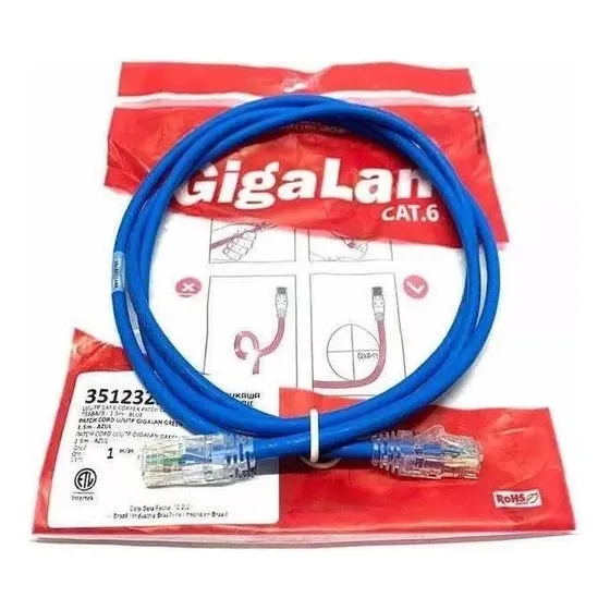 Kit 10 Patch Cord Cat6 1,5 Azul Gigalan 35123956
