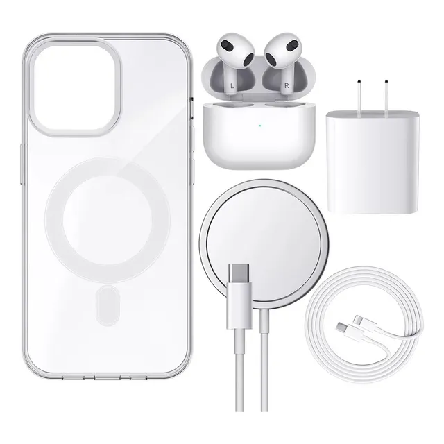 Porstom 5kit Cargador Inalámbrico Magsafe 20w Para iPhone+audifono Color iPhone 11 Pro
