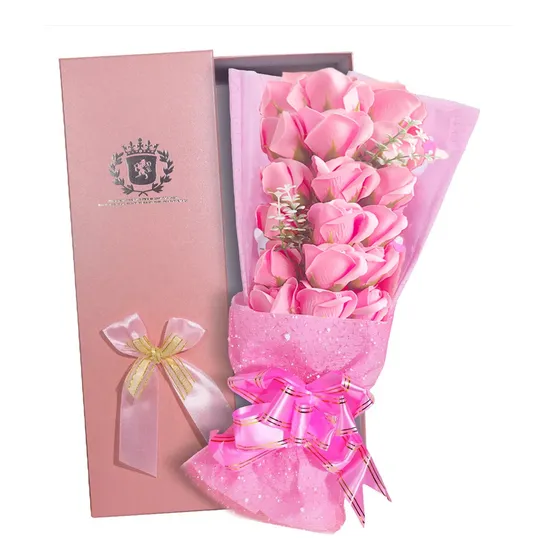Exquisitas Flores 18 Rosas De Jabón + Caja De Regalo