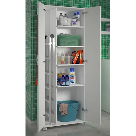 Balcão Armário Com 2 Porta Para Lavanderia Multiuso Alto Cor Branco