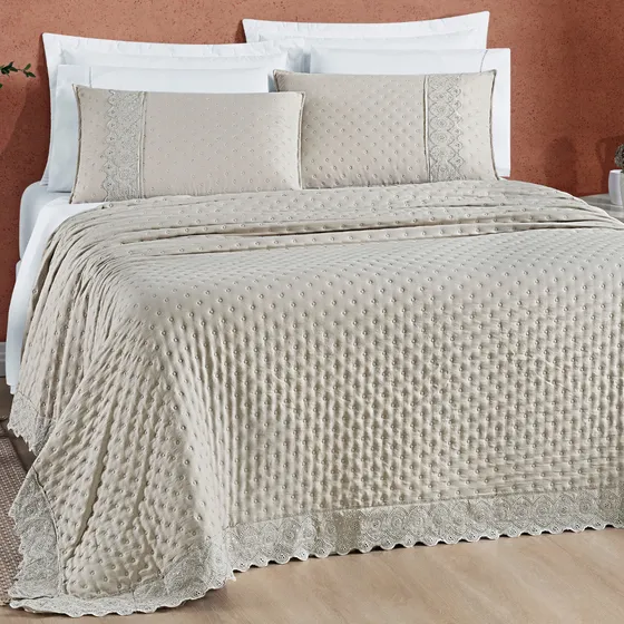 Cobre Leito King Size Algodão Glamour Bordado Super Luxuoso