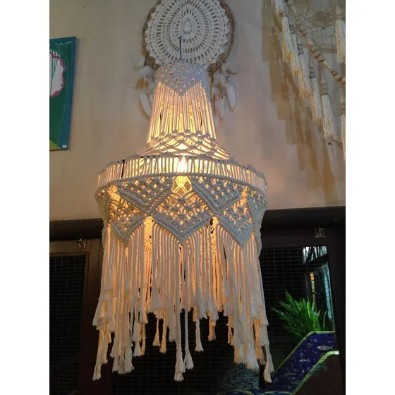 Lampara Colgante Tejido A Mano Macrame