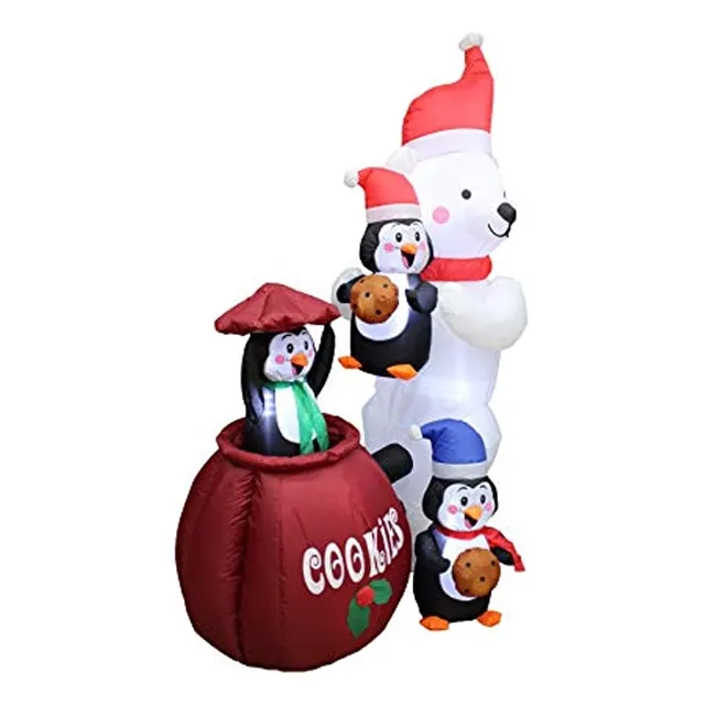 Inflables Inflable De Oso Polar Y Tres Pingüinos