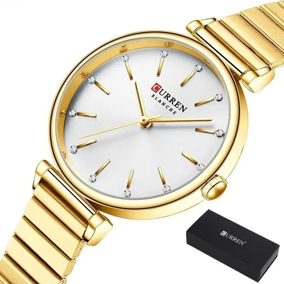 Reloj Curren9081 Simple Diamond De Cuarzo Inoxidable