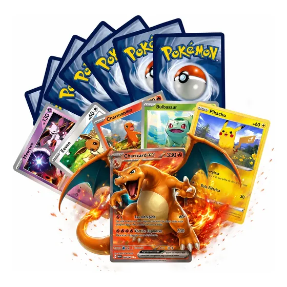 100 cartas Pokémon originais
