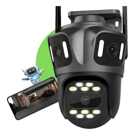 Câmera Ptz Externa 9 Mp Wifi Com Lente Tripla + Alarme Cinza-escuro