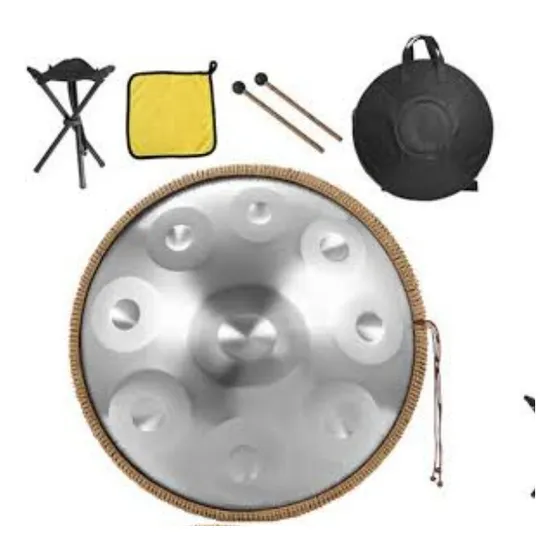Handpan Profissional Hang Drum 55 Cm 22  Prateado 9 Notas