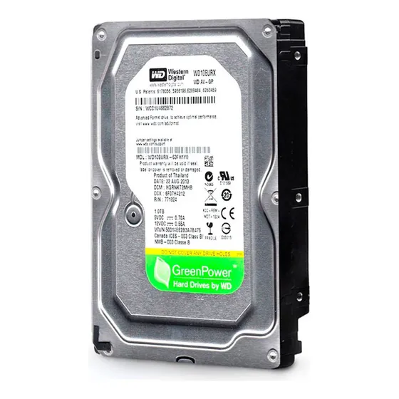 Disco Duro Interno HDD Western Digital 1TB WD 7200 RPM Sata III AV-GP WD10EURX