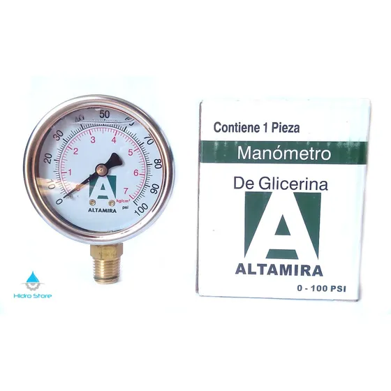 Manometro Con Glicerina Para Hidroneumatico 100psi 7kg 1/4