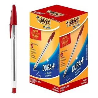 Caneta Esferogråfica Bic Cristal Média 1.0mm Caixa C/ 50 Cor Da Tinta Vermelha Cor Do Exterior Transparente Caneta Esferogråfica Bic Cristal Média 1.0mm Caixa C/ 50 Cor Da Tinta Vermelha Cor Do Exterior Transparente