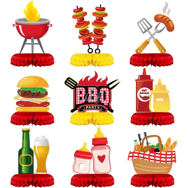 9 Piezas Decoraciones Para Bbq Baby Shower Centros De Mesa P