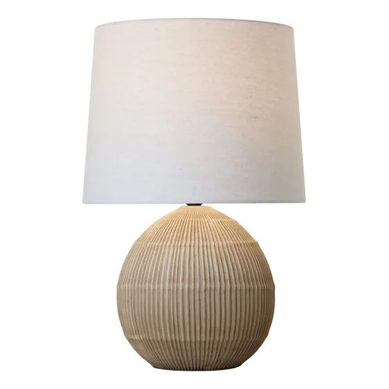 Lampara De Mesa Ceramica D34x51cm Lineas Camel