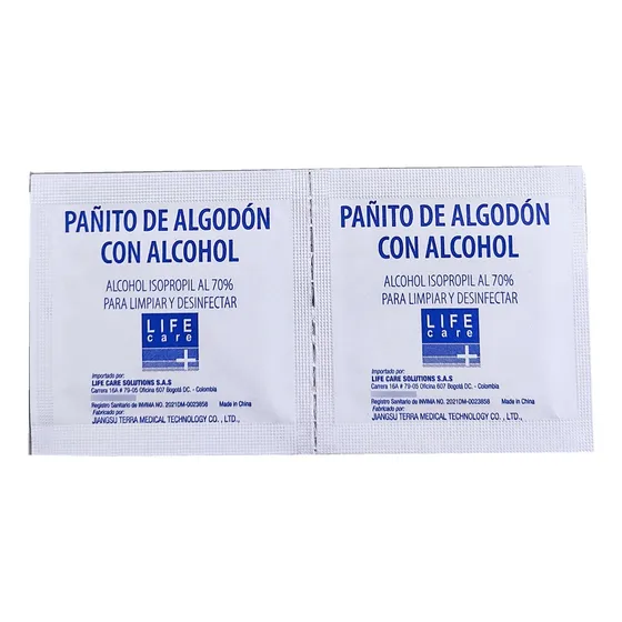 Paño Pañito De Algodón Con Alcohol 65x30mm X100 Uds