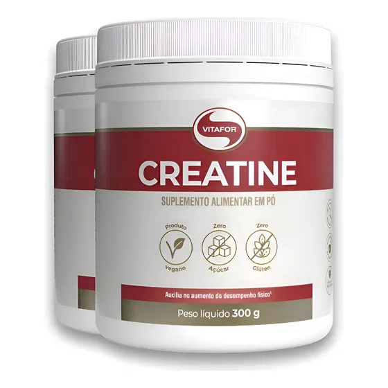 Creatina Monohidratada Vitafor 600g Kit 2 Pó Sem Sabor Vegano