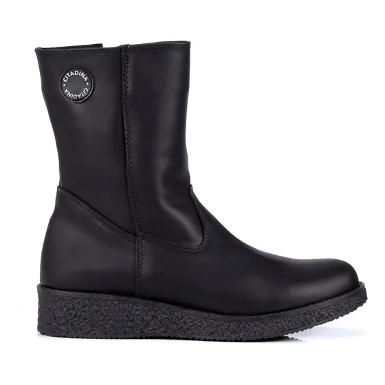 Bota Mujer Citadina Cuero Corderito Caña Media Cierre Kelby