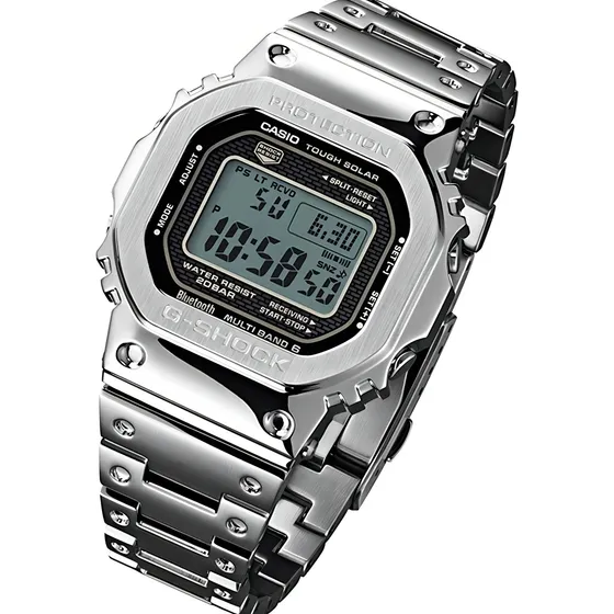 Relógio Casio Masculino G-shock Tough Solar Gmw-b5000d-1dr Cor da correia Prateado Cor do bisel Prateado Cor do fundo Branco