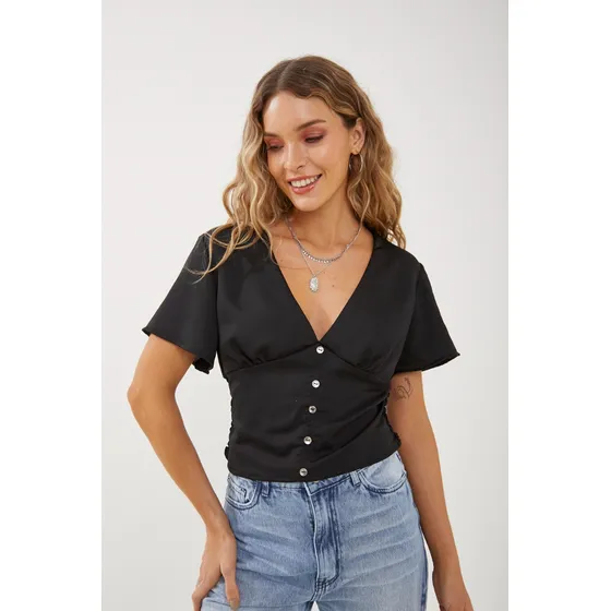 Blusa Escote V De Creppe Rimmel