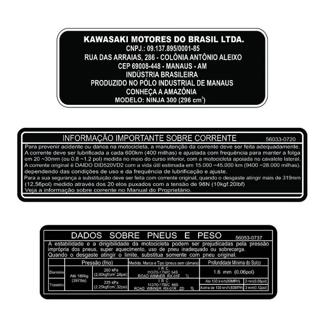 Adesivos De Advertência Kawasaki Zx3r - Ninja - F Grátis