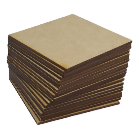 Lamina Panel Tablero Mdf 3mm 10x10cm 50pz Cortado En Laser Marrón Claro