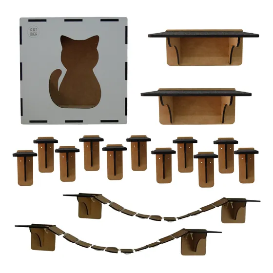 Gatificação Brinquedo Gato Escalada Parede Arranhador 17 Pçs