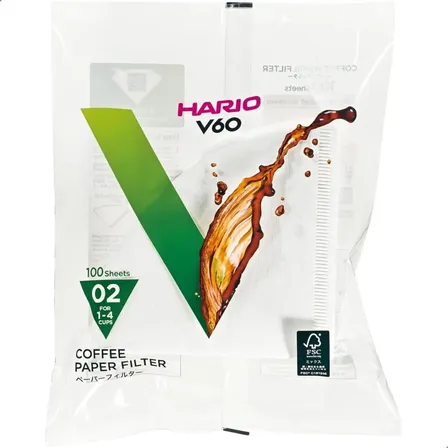 Filtro De Café Hario V60 02 Papel Branco 100 Unidades Japão