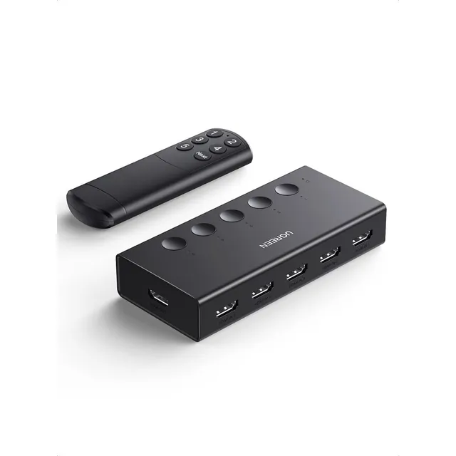Ugreen Adaptador HDMI Switch 5 en 1 Negro 4K@60Hz con Control Remoto