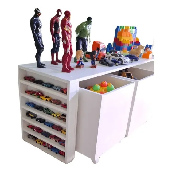 Mesas De Estudo Infantil Com Porta Livro E  Carrinhos 115 Cm