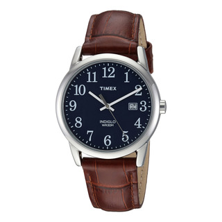 Reloj Timex Easy Reader De 38 Mm, Carcasa De Piel Plateada Y Reloj Timex Easy Reader De 38 Mm, Carcasa De Piel Plateada Y