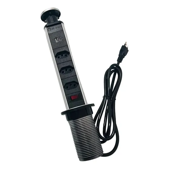 Torre Tomada Para Bancada Retrátil Com 3 Tomadas Usb + Tipoc