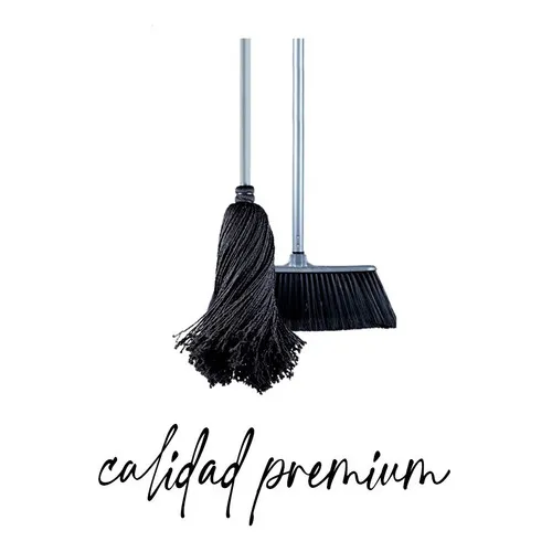 1 Trapeador Microfibra Española Y 1 Escoba Pelo De Ángel Color Gris oscuro